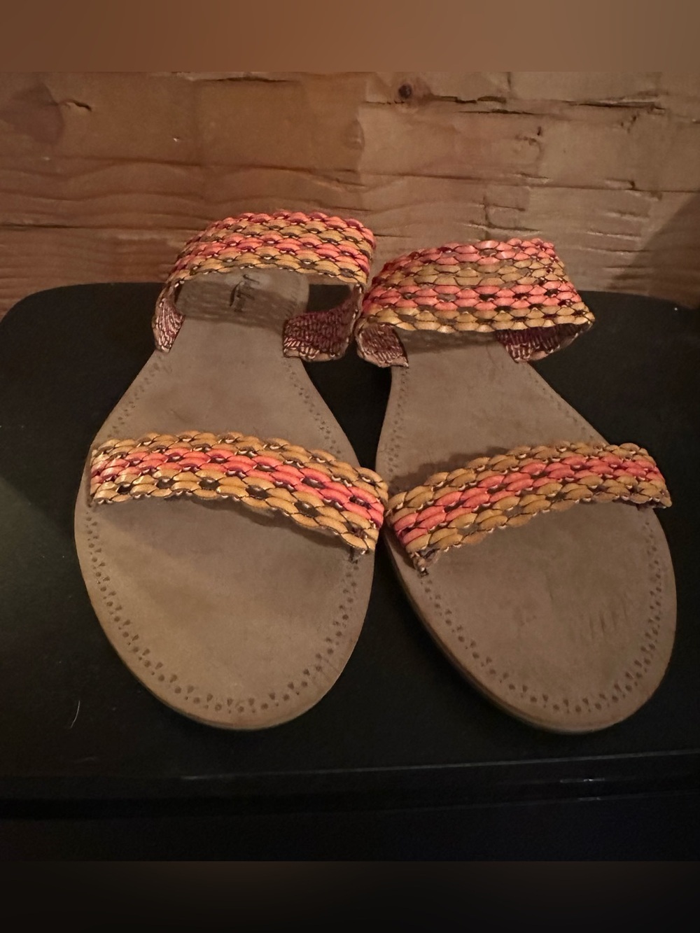 Lucky Brand Alddon Strappy Sandals Women's 10 Shoes Orange Yellow Colorful NEW